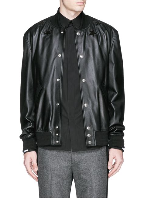 givenchy coat with leather|Givenchy leather bomber jacket.